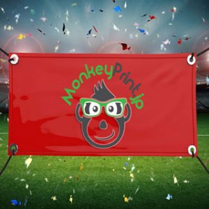 Monkey Print Vinyl Banner Red