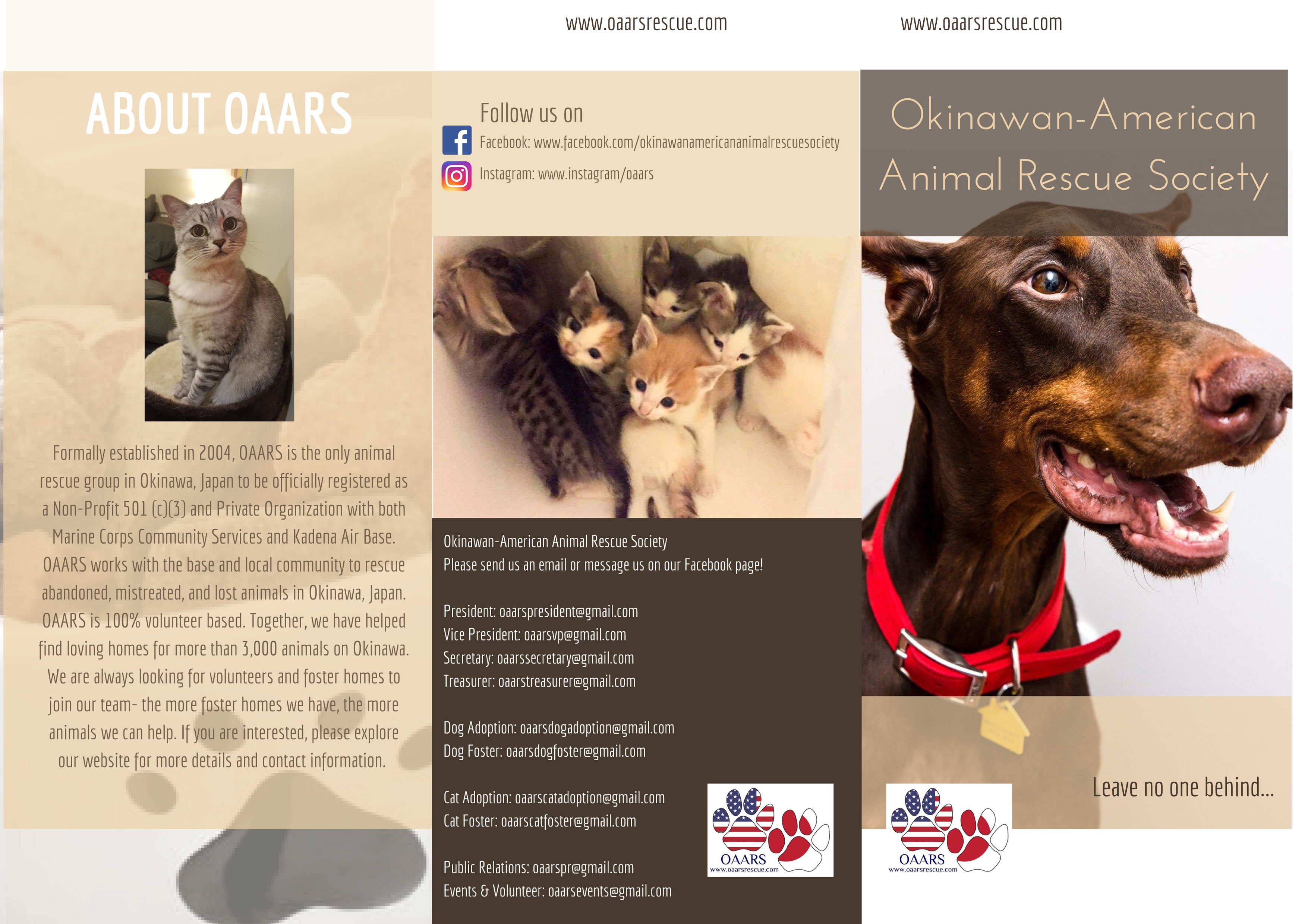 Okinawa American Animal Rescue Society Trifold Flyer Outside