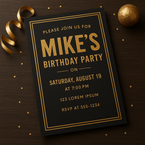 Example Birthday Party A6 Invitation printed in Japan